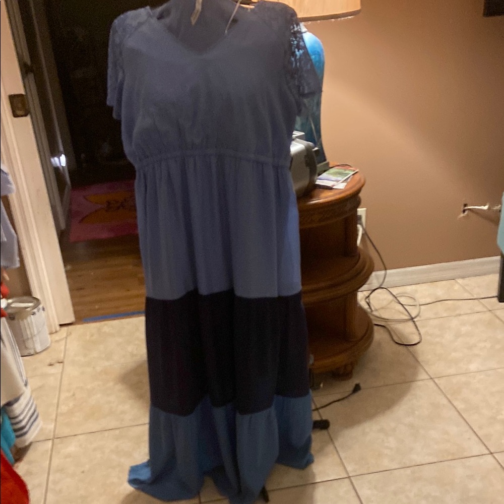 Collection B Blue Tiered Maxi Sundress